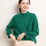 Women's Mock Neck Cashmere Sweater Multi-colors Drop Shoulder Cashmere Pullover - slipintosoft