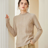 Women's Mock Neck Cashmere Sweater Long Sleeve Warm Cashmere Tops - slipintosoft