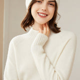 Women's Mock Neck Cashmere Sweater Slim Fit Solid Basic Cashmere Pullover - slipintosoft