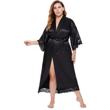 Plus Size Silk lace Robes For Women With Belt 100% Silk Long Kimono Robe Silk Bathrobes - slipintosoft