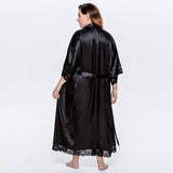 Plus Size Silk lace Robes For Women With Belt 100% Silk Long Kimono Robe Silk Bathrobes - slipintosoft