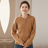 womens polo neck solid cashmere sweaters ladies long sleeve cashmere blouses pullover - slipintosoft