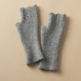 Women's Pure Cashmere Half Finger Gloves Luxuriously Soft Warm Winter Knit Gloves - slipintosoft