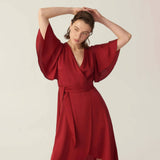 Women Silk Wrap Dress Pure 100% Real Mulberry Silk Dresses - slipintosoft