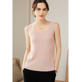 Women's Ribbed 100% Cashmere U-Neck Tank - slipintosoft