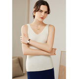 Womens Ribbed Knit V - Neck Sleeveless Cashmere Vest Cashmere Tank