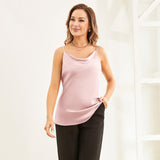 Women's Cowl Neck Silk Camisoles Ladies Sexy Silk Top Silk Tank Shirt - slipintosoft