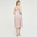 Women's Silk Nightgown with Adjusted Strap Ladies Low-cut O Necked Loose Silk Nightdress - slipintosoft