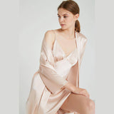 Women Silk Nightie And Robe Set Long Mulberry Silk Nightgown Set Silk Cami Night Dress - slipintosoft