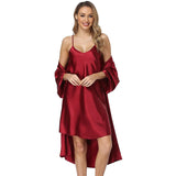 Long Silk Nightgown And Robe Set for Women Sexy  Silk Sleepwear -  slipintosoft