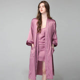 Womens Silk Nightgown And Robe Set Long 100% Silk Sleepwear