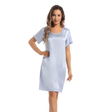 Women Silk Nightgown Short Sleeves Ladies Silk Night Dress - slipintosoft