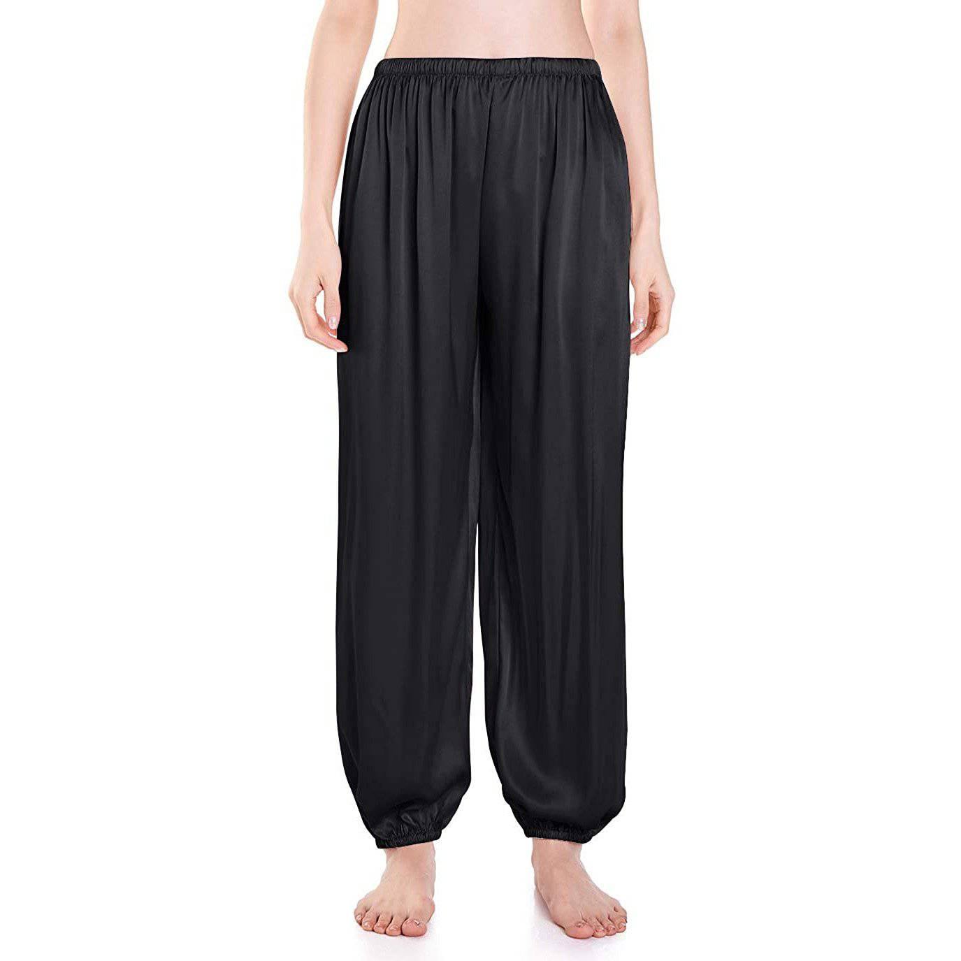 Womens Silk Pajama Pants Wide Leg loose Casual Silk Pants