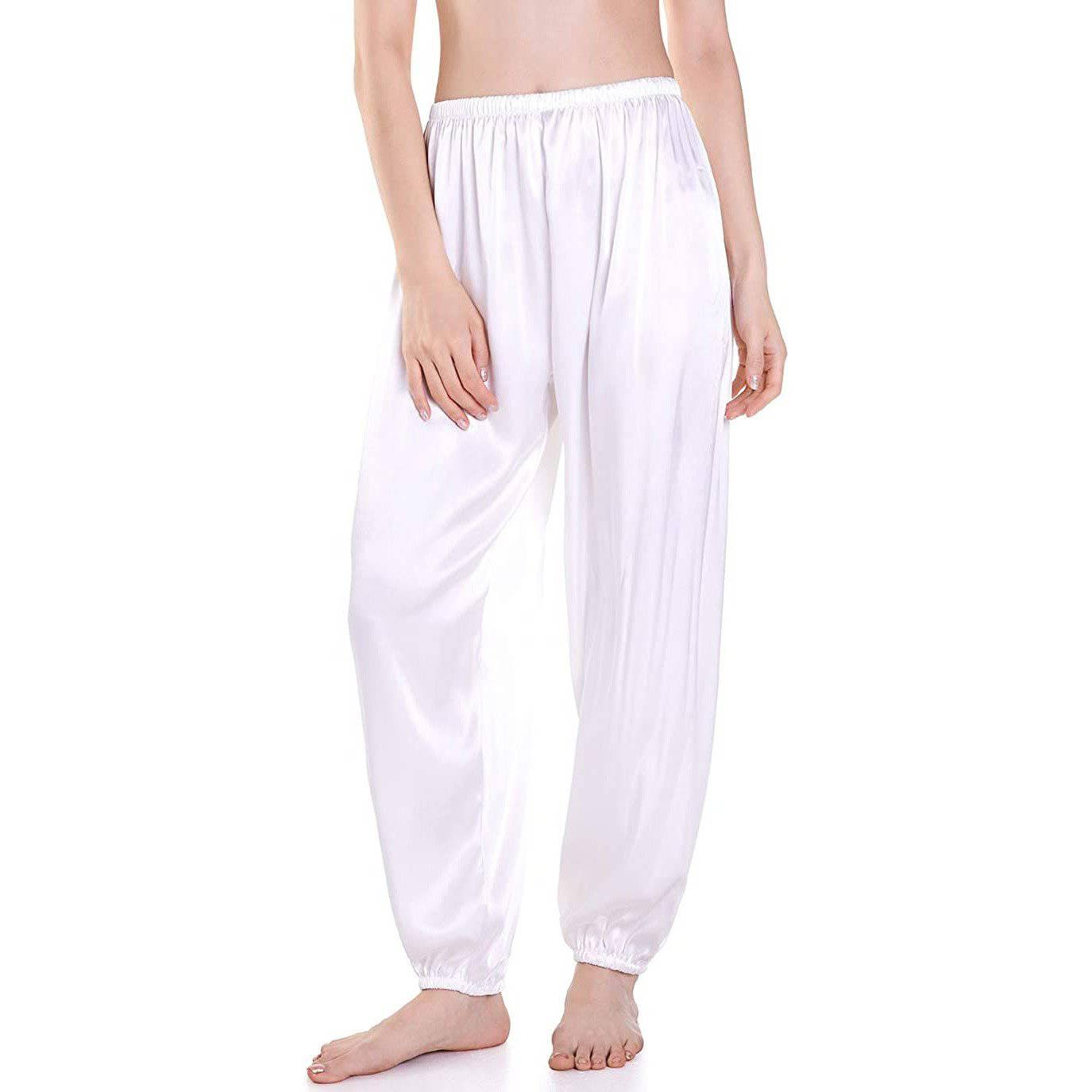 Womens Silk Pajama Pants Wide Leg loose Casual Silk Pants