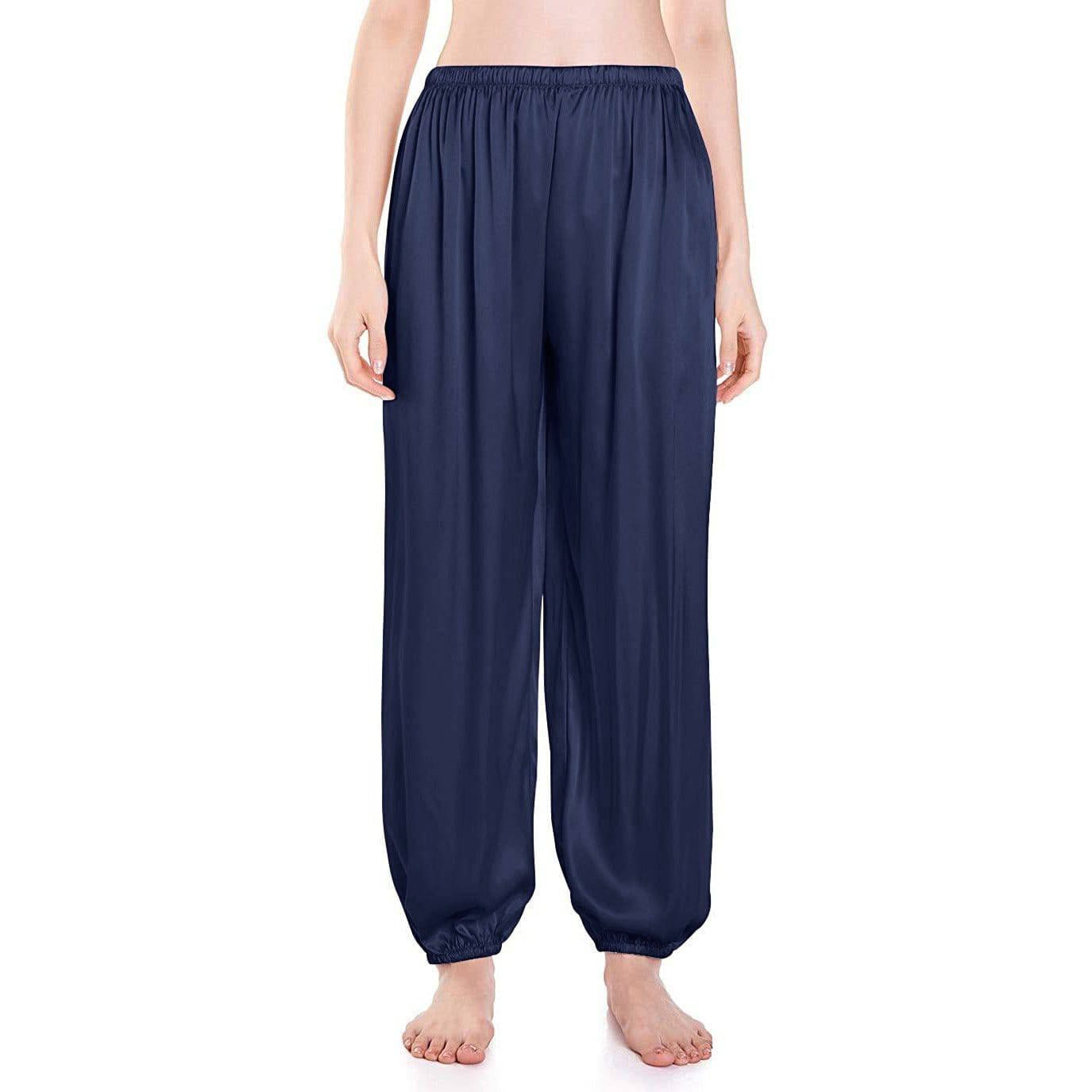 Womens Silk Pajama Pants Wide Leg loose Casual Silk Pants