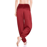 Womens Silk Pajama Pants Wide Leg loose Casual Silk Pants