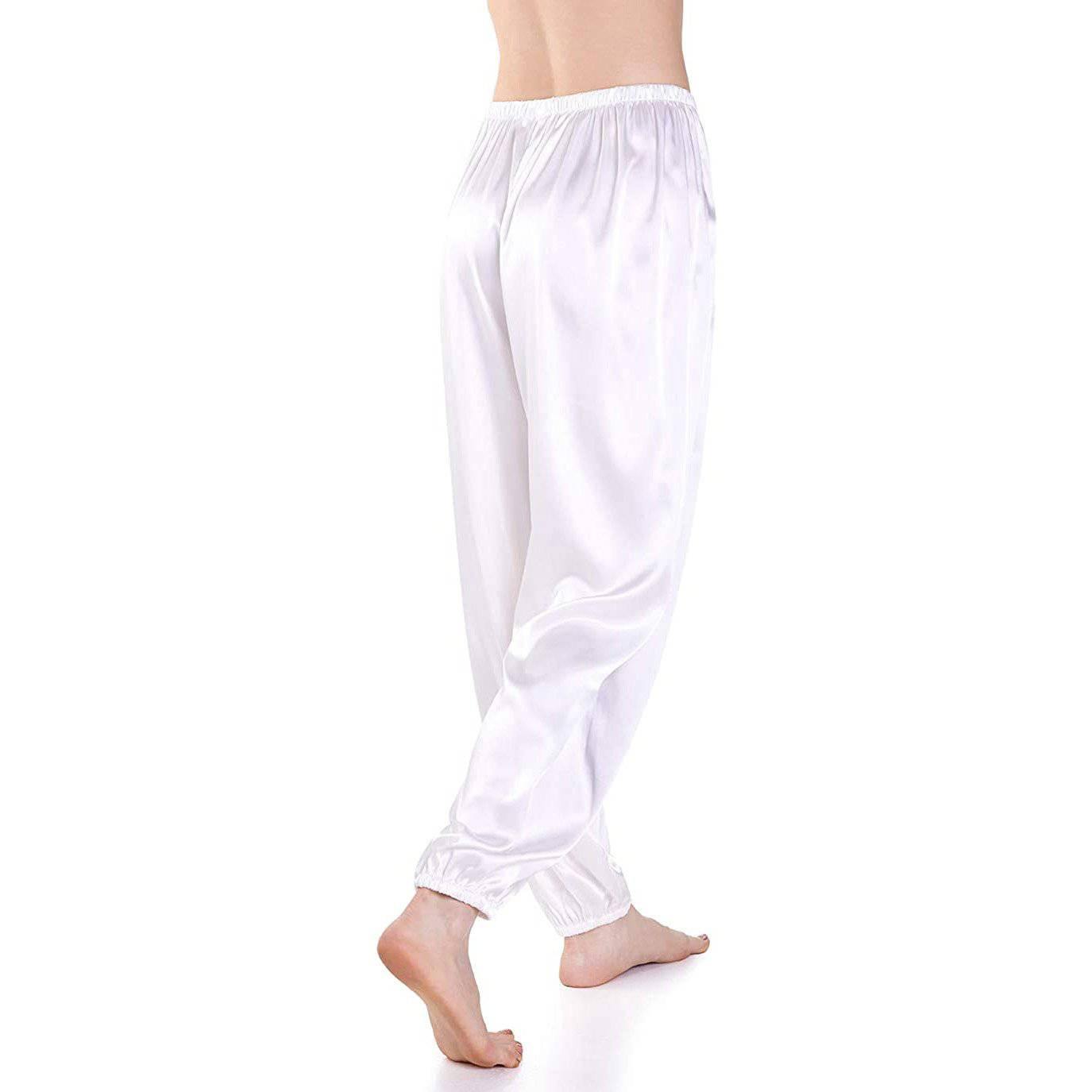 Womens Silk Pajama Pants Wide Leg loose Casual Silk Pants