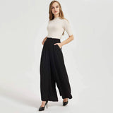 Womens Silk Pants High Waist Loose Silk Trousers With Pockets