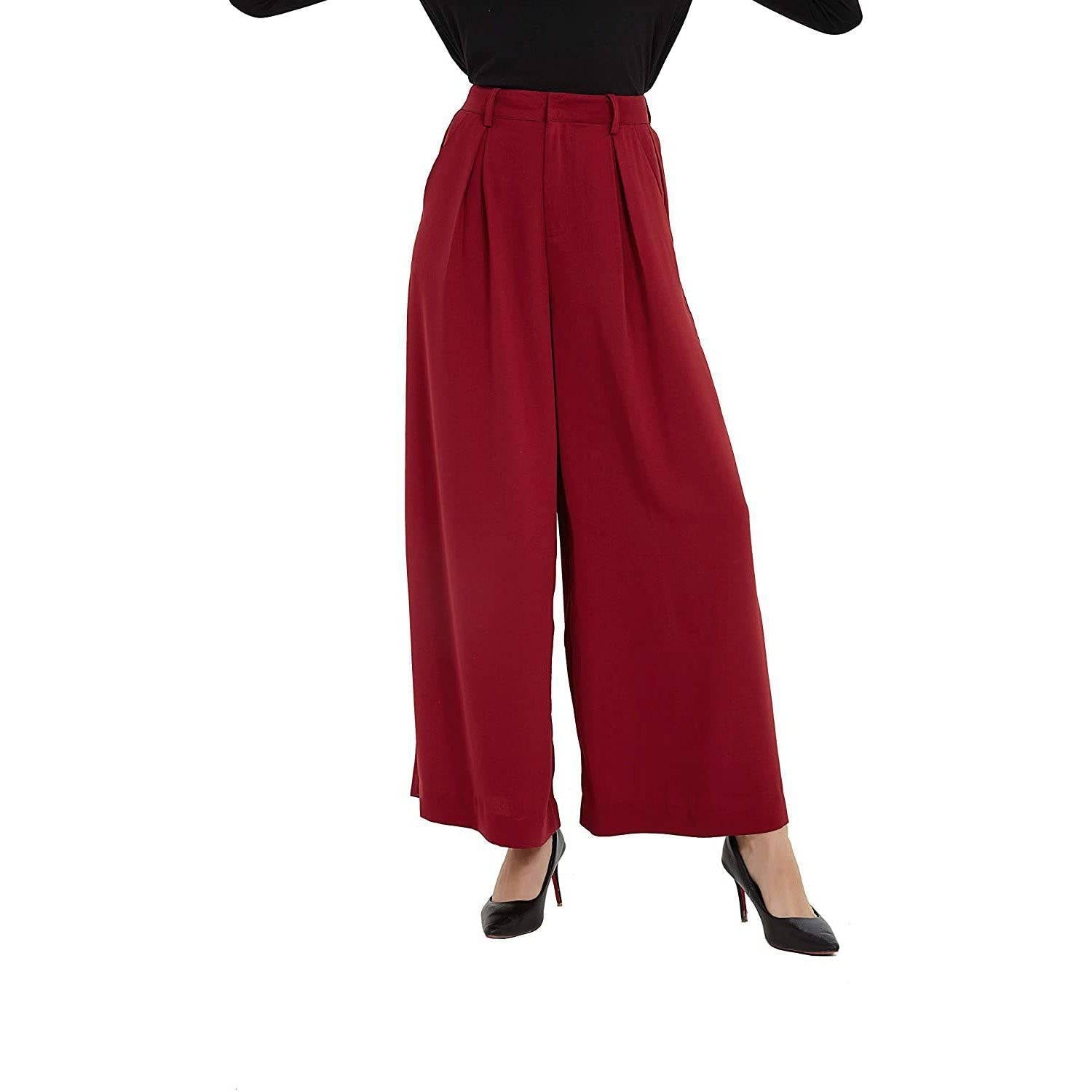 Womens Silk Pants High Waist Loose Silk Trousers With Pockets