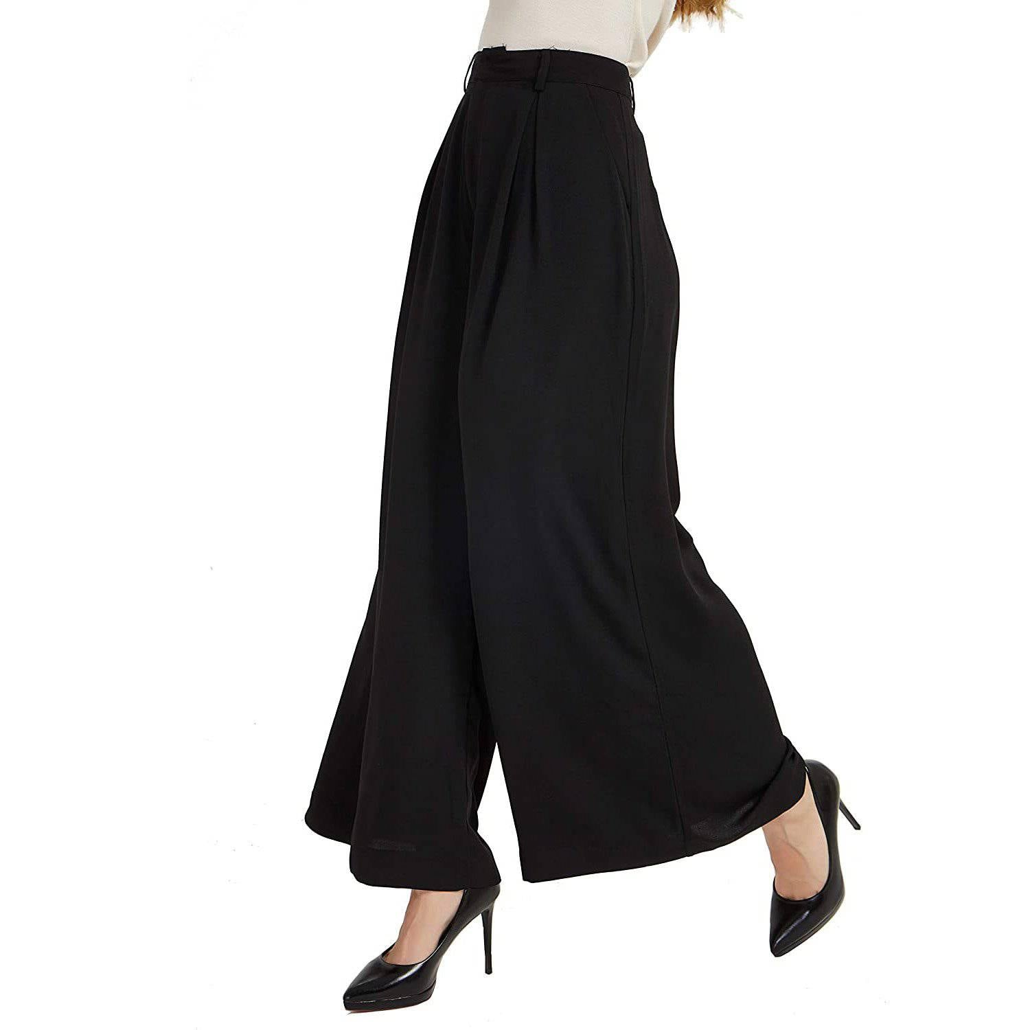 Womens Silk Pants High Waist Loose Silk Trousers With Pockets