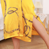 100% Long Mulberry Silk Kimono Robes Handpainted Hourse Luxury Women's Nightwear - slipintosoft