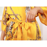 100% Long Mulberry Silk Kimono Robes Handpainted Hourse Luxury Women's Nightwear - slipintosoft