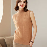 Women's Sleeveless Cashmere Sweater Turtleneck Soft Cashmere Tank - slipintosoft