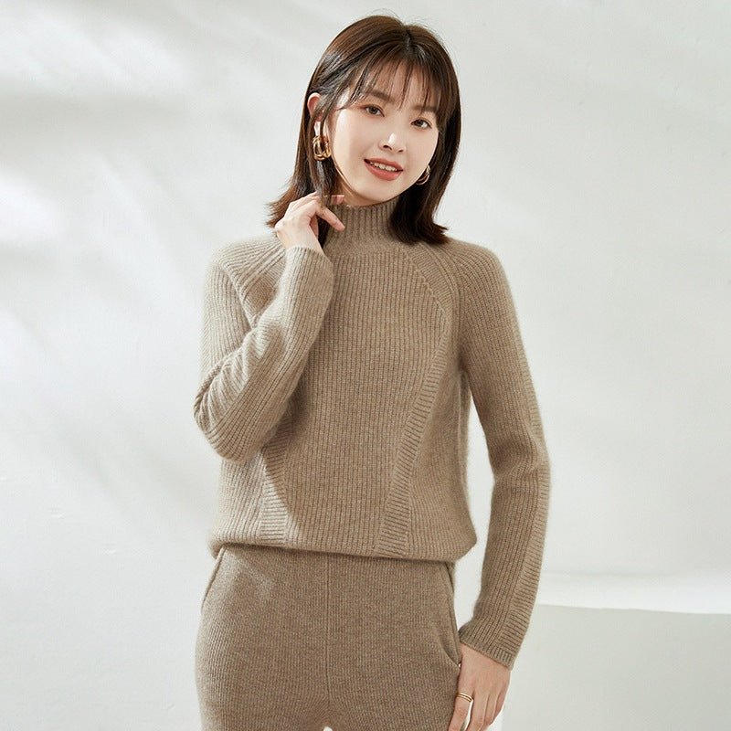 Women's Turtleneck Cashmere Sweater Long Sleeve Slim Fit Cashmere Pullover - slipintosoft