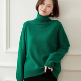 Women's Turtleneck Cashmere Sweater Long Sleeves Pullover Jumper Tops - slipintosoft