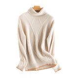 Women's Turtleneck Pure Cashmere Sweater Basic Solid Cashmere Pullover - slipintosoft