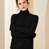 Womens Turtleneck Solid Cashmere Sweater Classic Fit Cashmere Knitted Pullover - slipintosoft