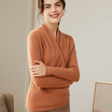 Long Sleeves V - neck Cashmere Wrap Sweater For Women