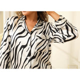 22Momme Women Silk Pajamas Set Zebra Stripe Ladies Gorgeous Silk Sleepwear - slipintosoft