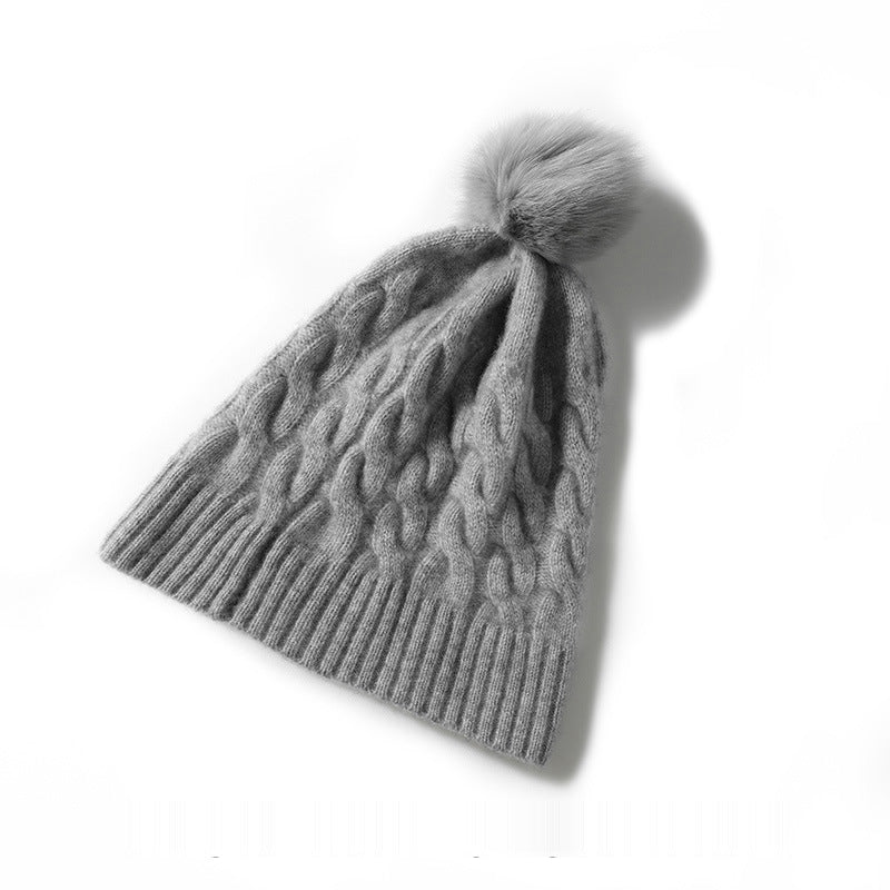 100% Cashmere Hat for Women, Luxury Cashmere Cuffed Hats Warm Winter Cap - slipintosoft