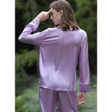 19 Momme Bright Color Long Sleeve Silk Pajamas Pants Set for Women - slipintosoft