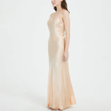 22 Momme Womens Full Length Silk Dress Chic Ankle Length Dress 100% Mulberry Silk Dress - slipintosoft