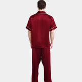 Luxuriöses Herren-Pyjama-Set aus Seide für Männer, kurzärmlige Seiden-Nachtwäsche mit 100-Seiden-Unterteilen