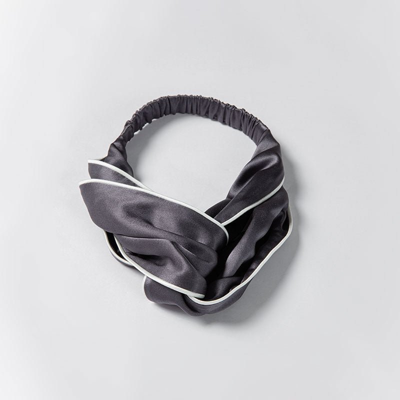 Stirnband aus reiner Maulbeerseide mit Besatz für Damen