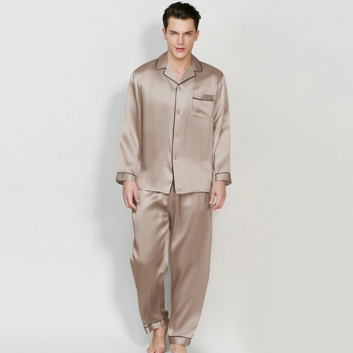 Best Mens Silk Pajamas Quality Long Luxury Real Mulberry Silk Pyjamas Pure Silk Sleepwear - slipintosoft