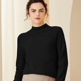 Cut-out Cashmere Sweater for Women Half Turtleneck Cashmere Pullover - slipintosoft
