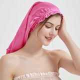 Elegant Women Pleated Edge Silk Bonnet Long Silk Sleep Caps For Hair - slipintosoft