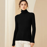 Knitted Cashmere Sweater for Women Slim Fit Turtleneck Solid Cashmere Pullover - slipintosoft