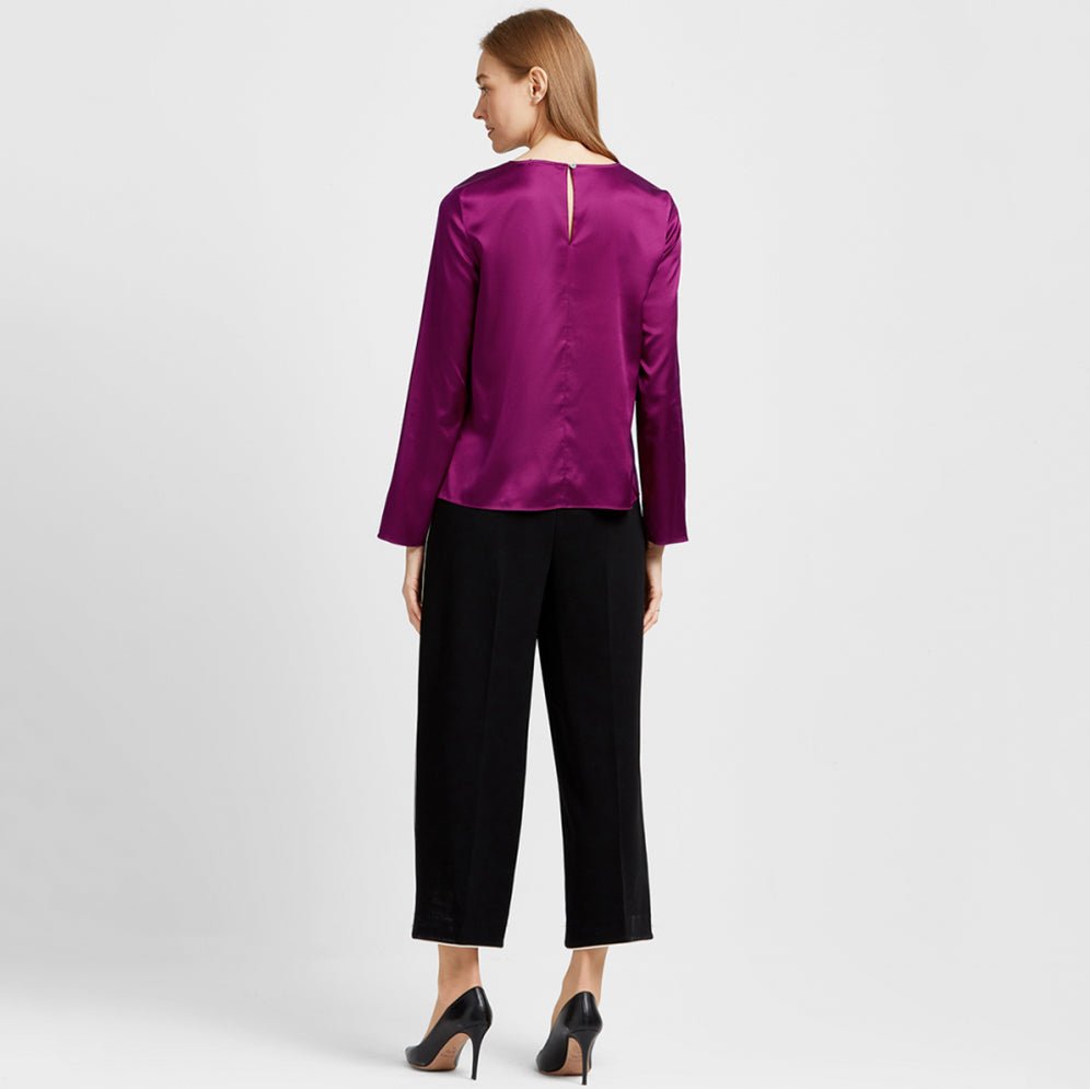 Mulberry Silk Blouse for women Long Sleeve Pullover Ladies Round Neck Silk Shirt - slipintosoft