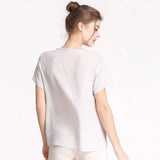 Mulberry Women Silk T-Shirt Short Sleeve Tank V Neck Ladies Silk Shirt s -  slipintosoft