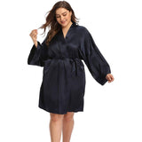 Plus Size Seidenroben für Damen mit Gürtel, 100 % echte kurze Seiden-Kimono-Robe, Maulbeerseide-Bademäntel