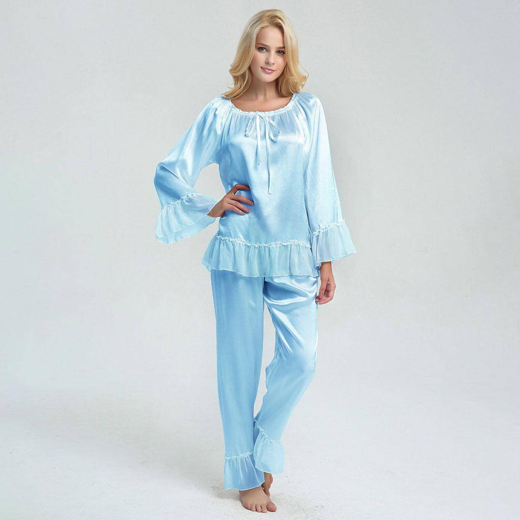 22 Momme Real Long Silk Pajama Set Plus Size For Women Silk comfy loungewear(multi-colors) -  slipintosoft