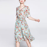 Frühlings-neues Frauen-Seidenblumenkleid Reine Kleider aus 100% reiner Maulbeerseide