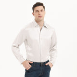 Top aus 100 % Maulbeerseide für Herren, langärmliges Seidenhemd mit verdecktem Knopf