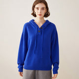 Women's Cashmere Hoodies with Drawstring Warm Pure Cashmere Sweater Hoody - slipintosoft