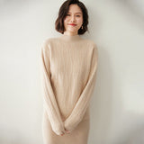 Women's Chic Half Turtleneck Cashmere Sweater Knitted Cashmere Pullover - slipintosoft